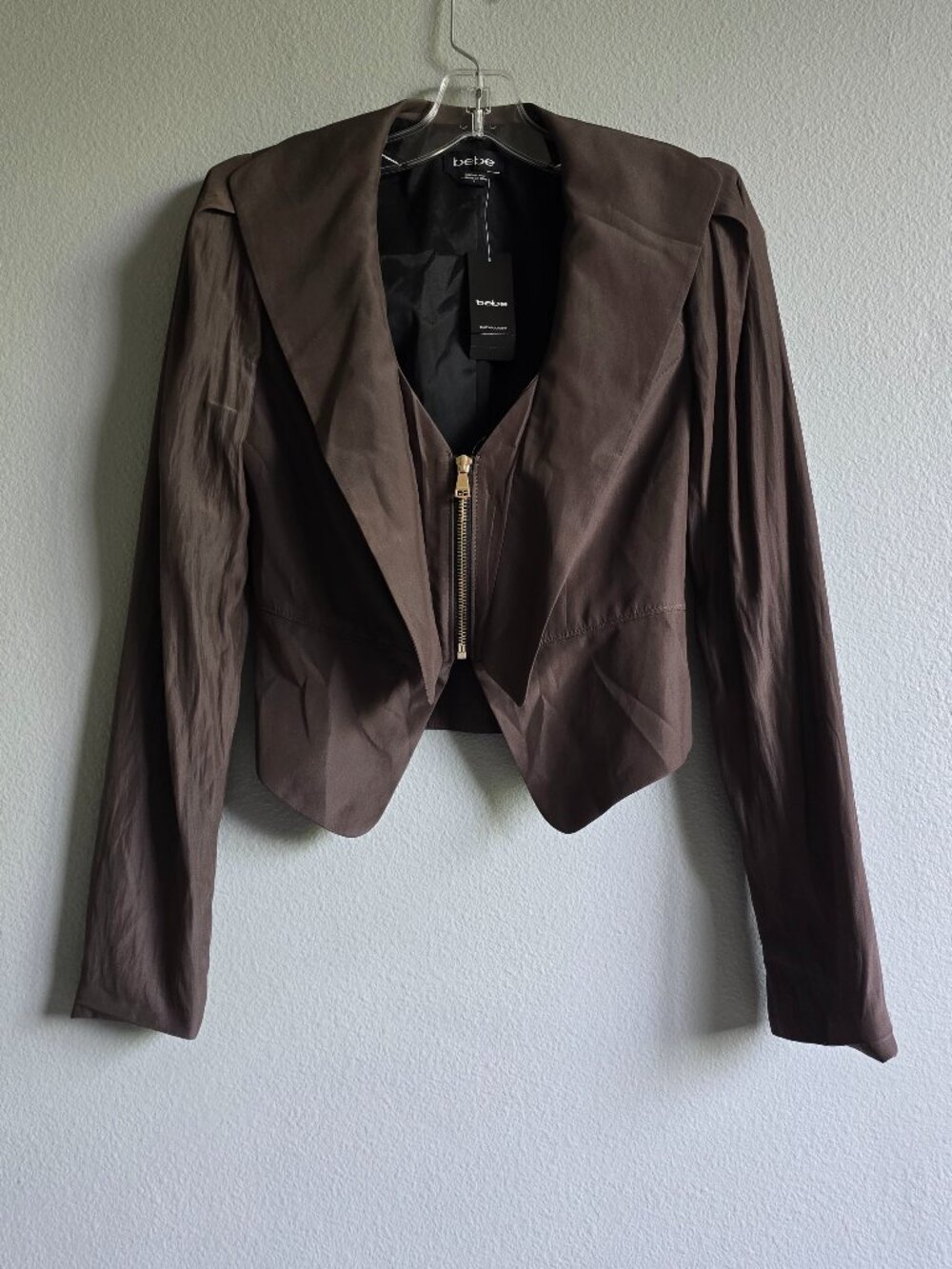 NWT Bebe Y2K Emily Jacket/Blazer Brown Satin Size 0
